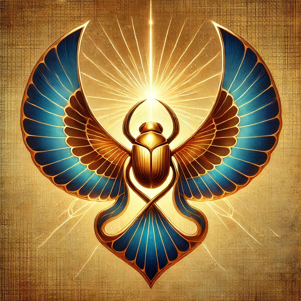 Cover — a golden scarab with blue wings